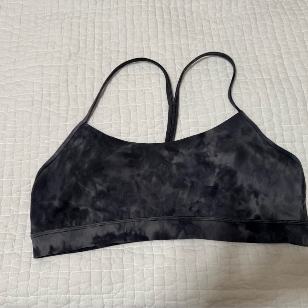 Lululemon flow Y bra in tie dye black & grey